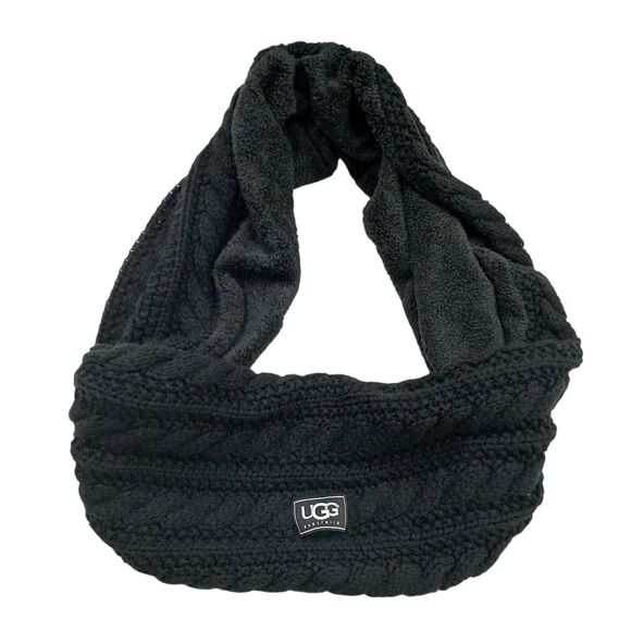 UGG Scarf Womens One Size Black Neck Warmer Knitted Winter Outdoor Travel - Picture 2 of 8
